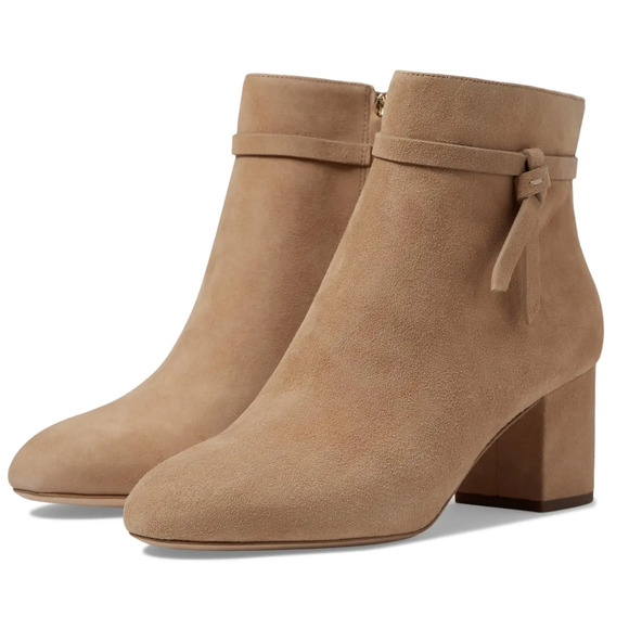 Kate Spade Women Knott Mid Dress Booties US 7.5 B Tan Suede